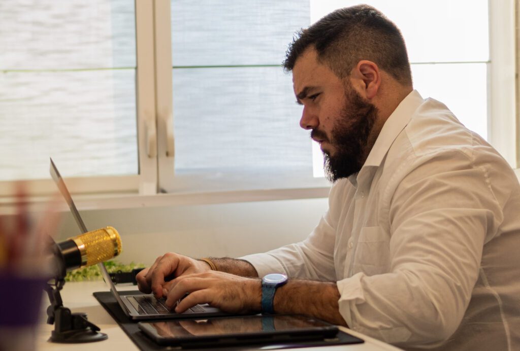 Man searching on computer